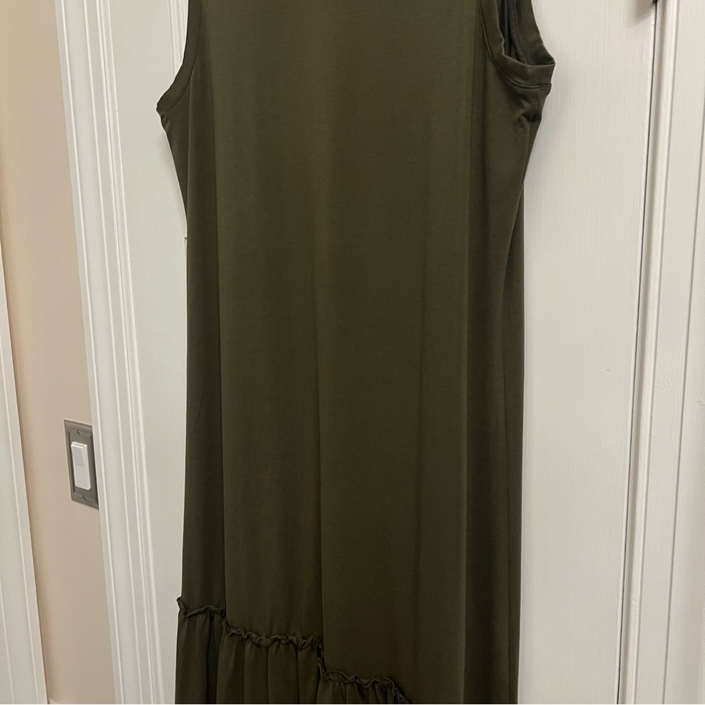 Soft Surroundings Sleeveless Tiered Maxi Dress Green Medium Boho Cottagecore - Picture 8 of 16